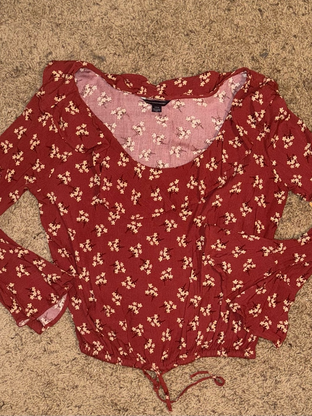 American Eagle ruffle bell sleeve floral top